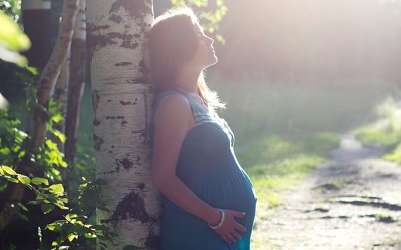 Gravid kvinde. Kinesisk akupunktur (uskadelig for fosteret) behandler svangerskabskvalme og andre gener. 
